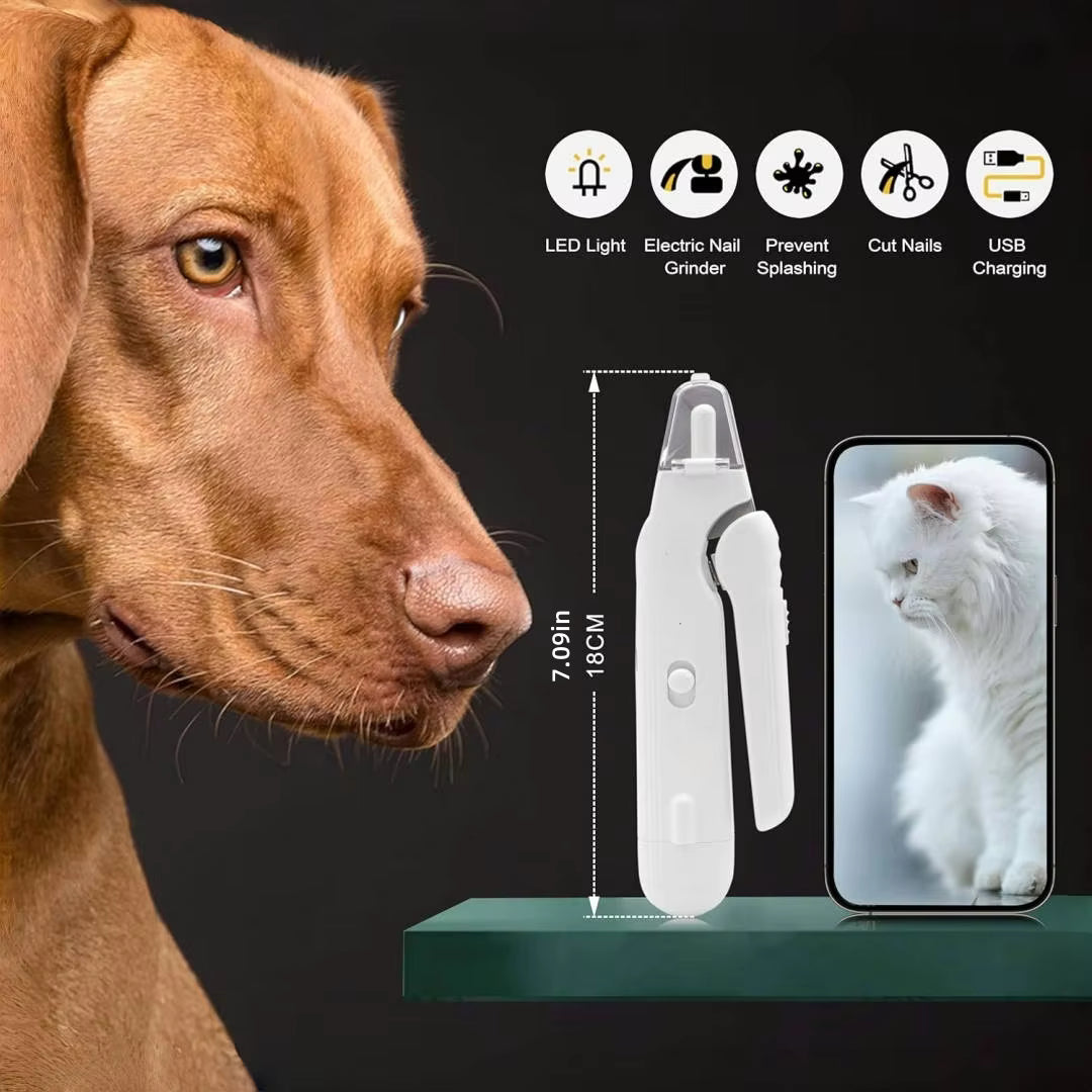 LED Pet Nail Grinder — Quiet & Painless Trimmer for Dogs & Cats